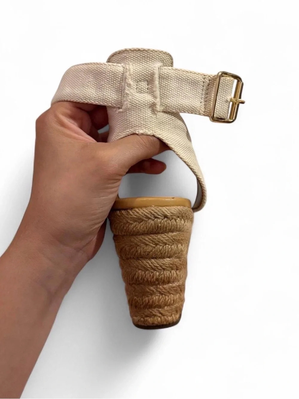 J. Crew Cream Canvas Espadrille Wedge Sandals